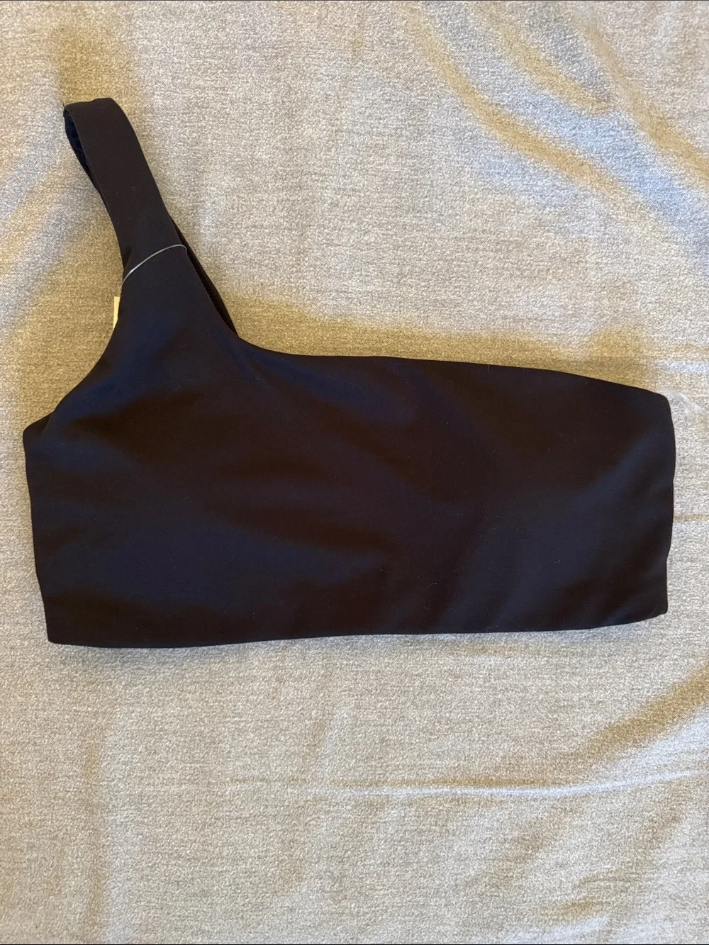 aerie One-Shoulder Black Sports Bralette